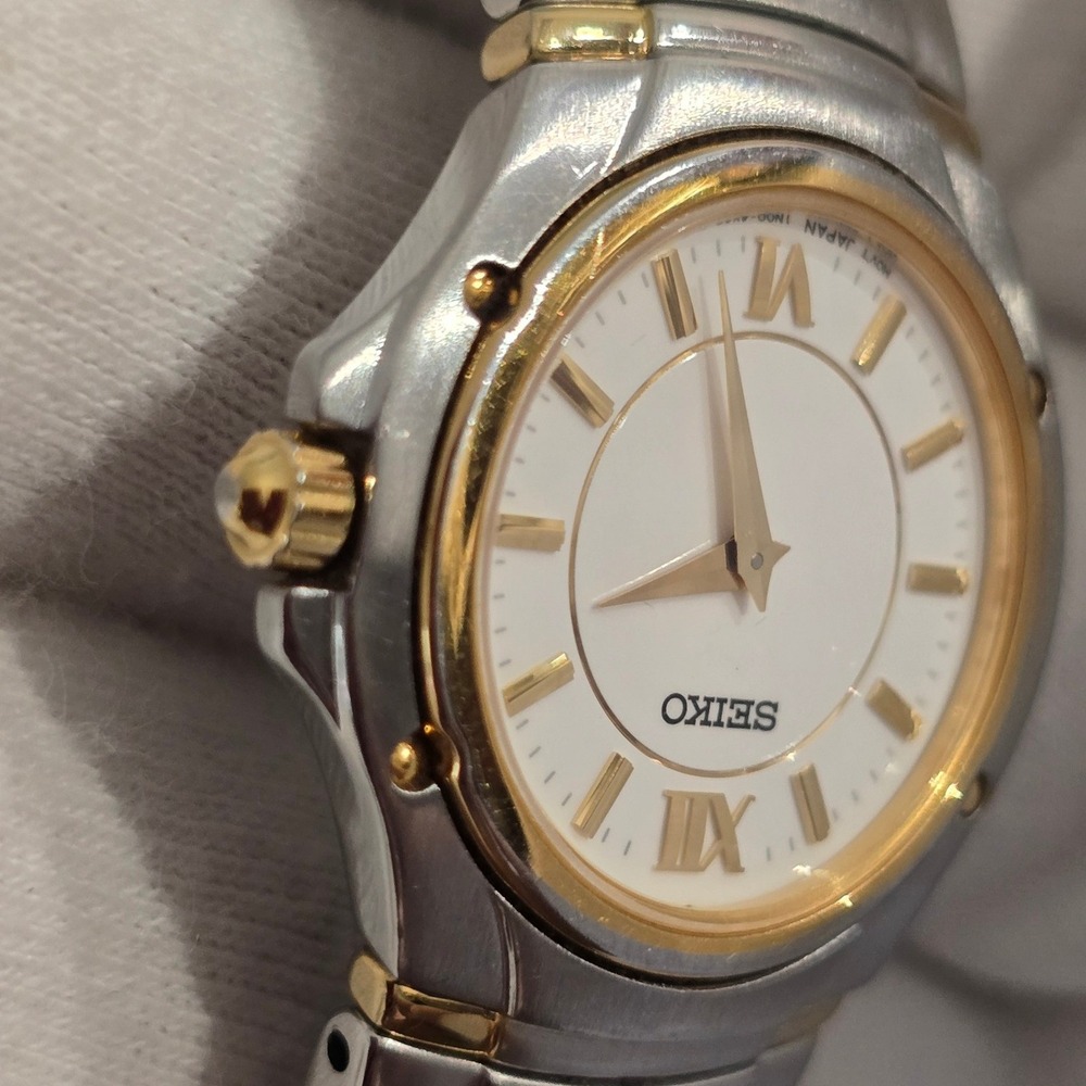 Seiko Women's Two Tone Watch White Dial Quartz Stainless Steel Dressy Classic - Picture 8 of 10